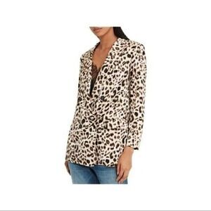 L’AGENCE Women’s Taryn Leopard Silk Double Breasted Peak Lapel Blazer Size 6 NWT
